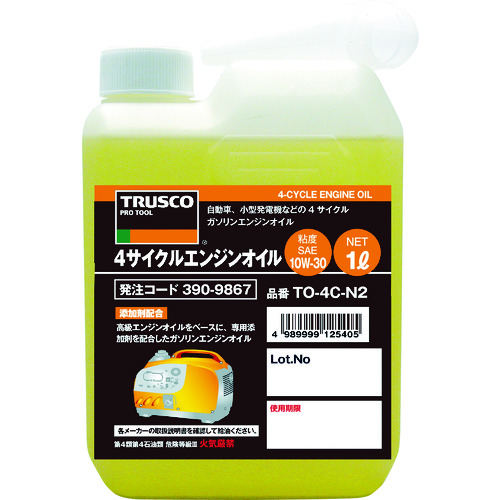 【TRUSCO】ＴＲＵＳＣＯ　４サイクルエンジンオイル１Ｌ　粘度１０Ｗ－３０